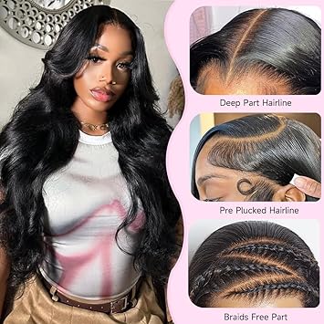 6x4 Virgin Human Hair Wig – Transparent Lace, Pre-Plucked