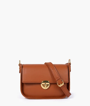 Black Saddle Bag – Faux Leather Crossbody with Twist Lock