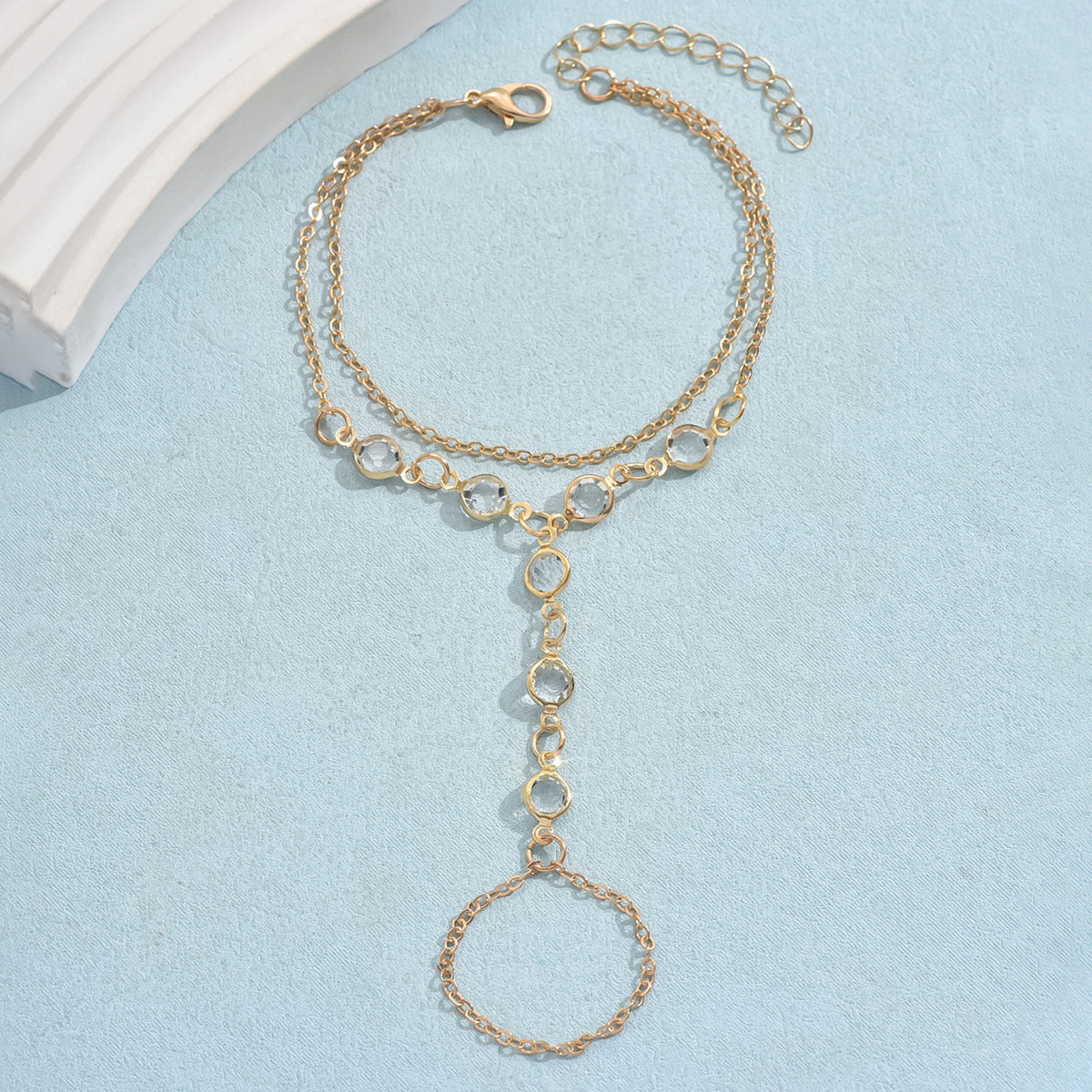 European And American Fashion Minimalist Bracelet Ring Crystal Luxury Mitten-type Bracelet Cross-border Hot Selling Jewelry