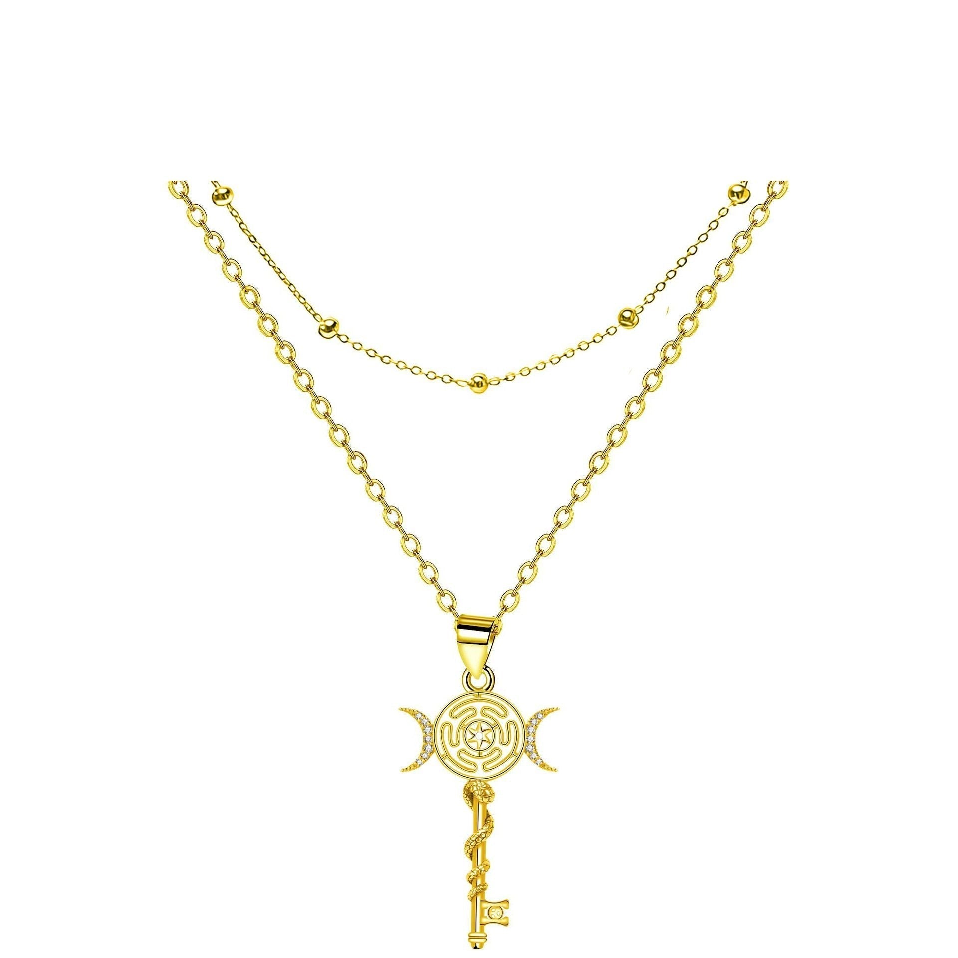 Serpentine Key Double Layered Necklace